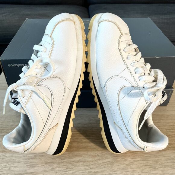 Nike Cortez Classic White Black Leather Casual Shoes 819920-110 Women's Size 7 - Picture 9 of 12